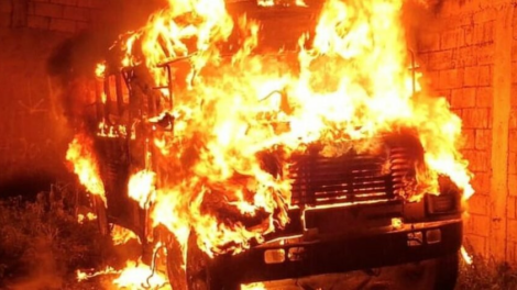 Bus incendiado en Mixco